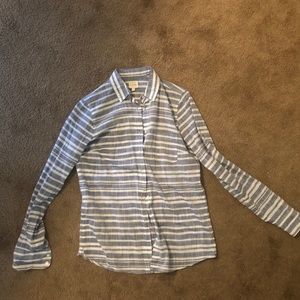 Xs blue and white striped J Crew button down